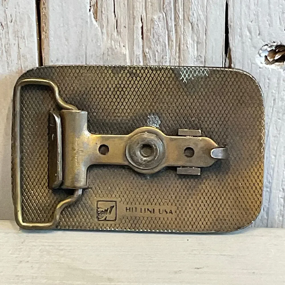 Vintage Hit‎ Line USA Gold Wing Belt Buckle Honda Motorcycle Biker Retro
